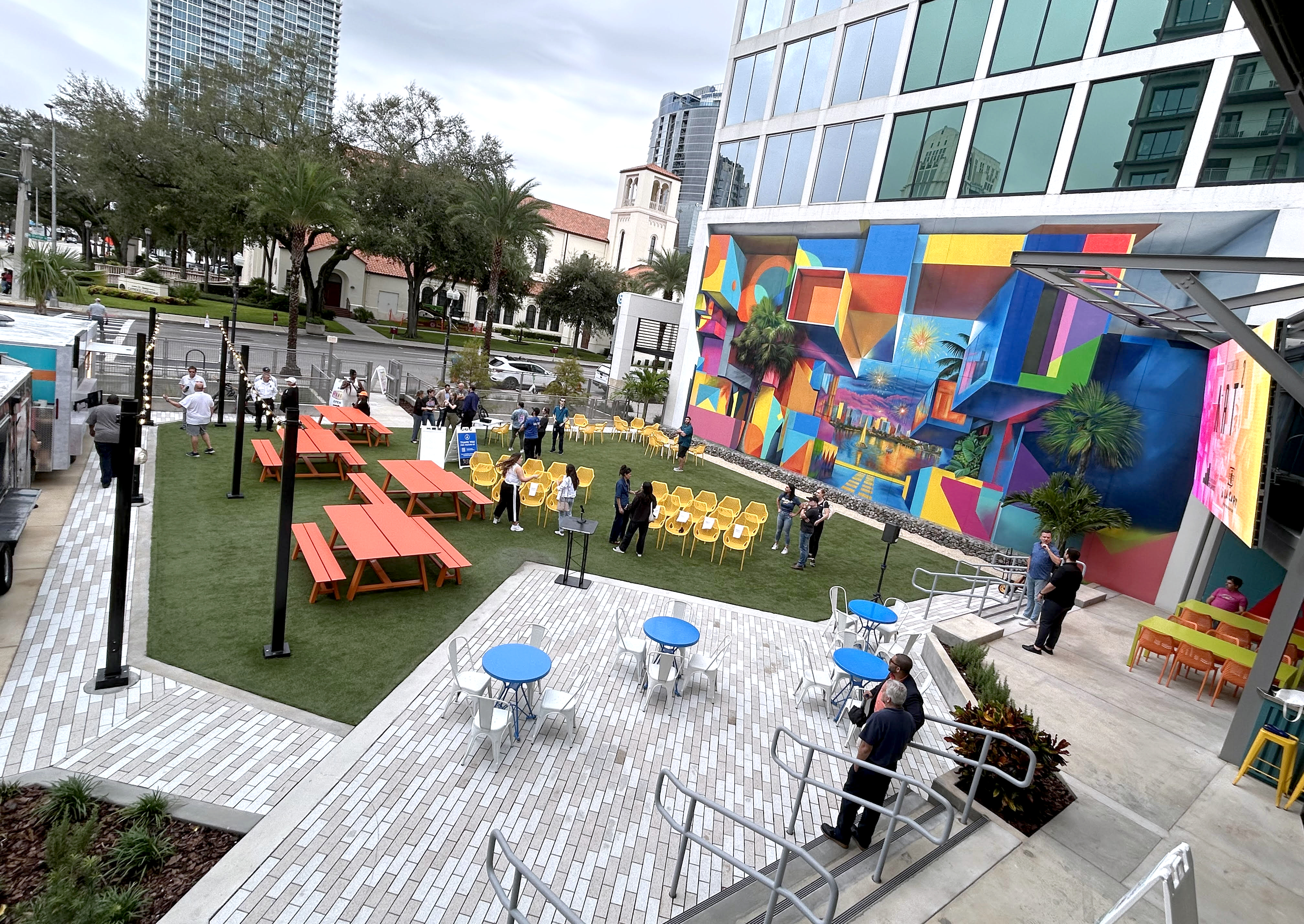 The view from the second level of the Art2 dining hall.